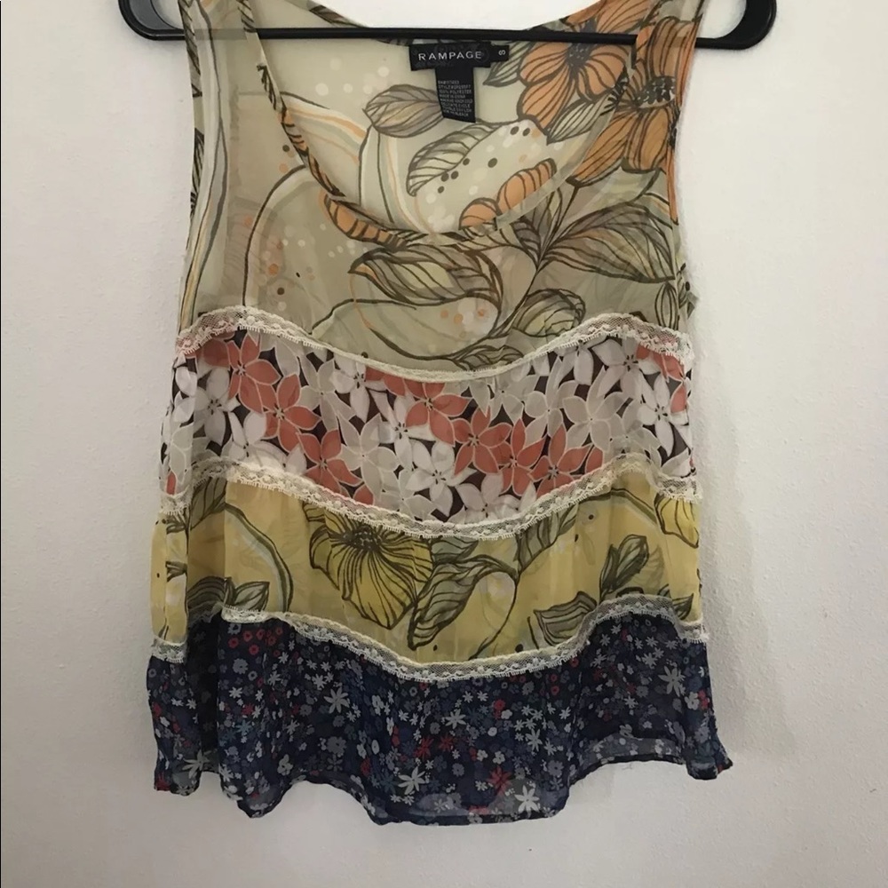 Pretty Floral Sheer Tiered Tunic Top